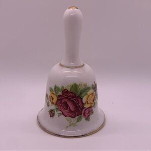 Wood & Sons Fine Bone China 4” Bell "Cottage Rose" with Gold Gilt Accents